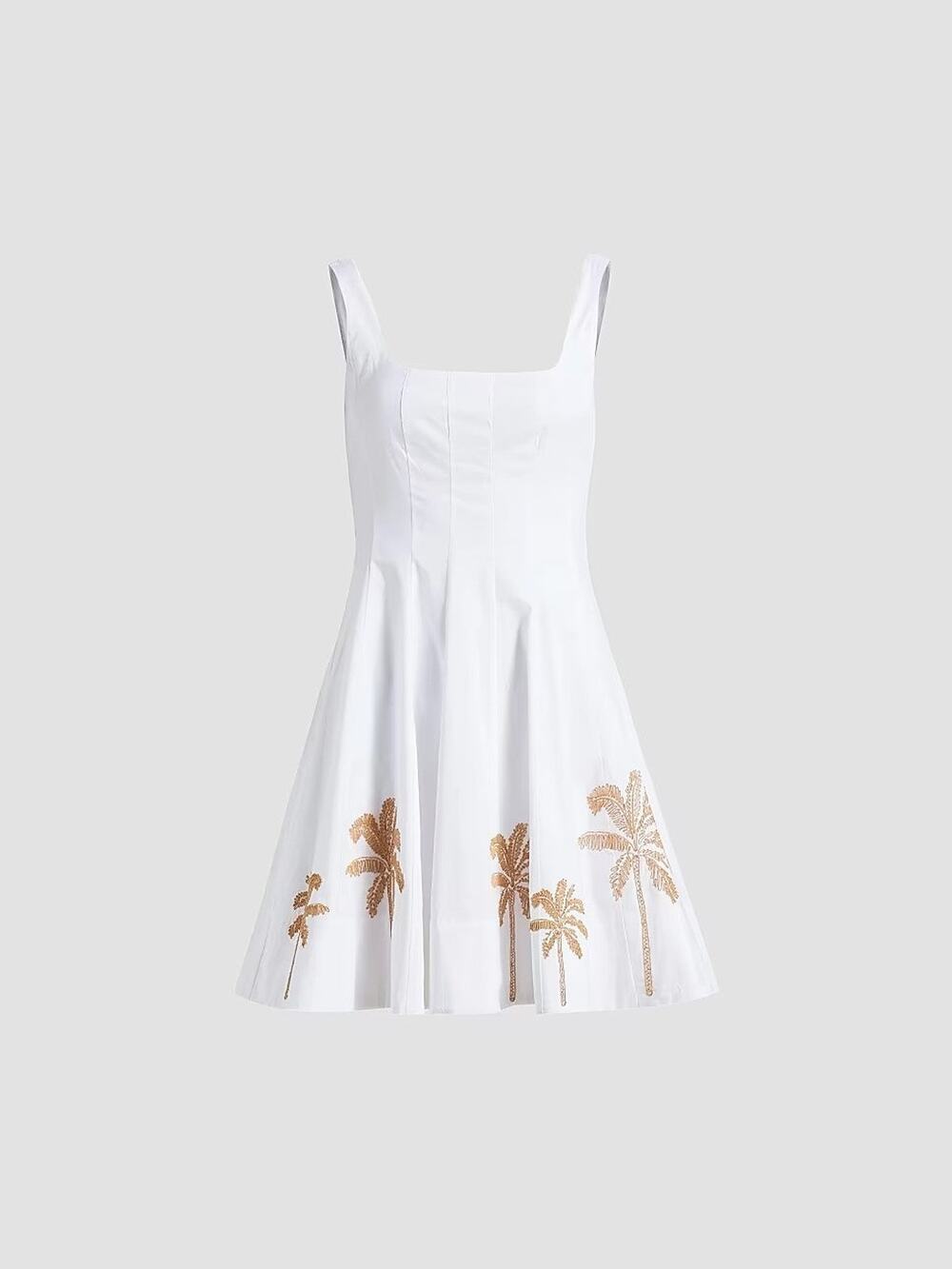 STAUD Wells Palm-Embroidered Sleeveless Mini Dress - 6